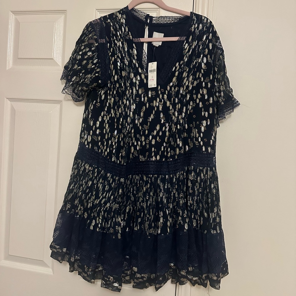 Maeve Black and Cream Mini Dress